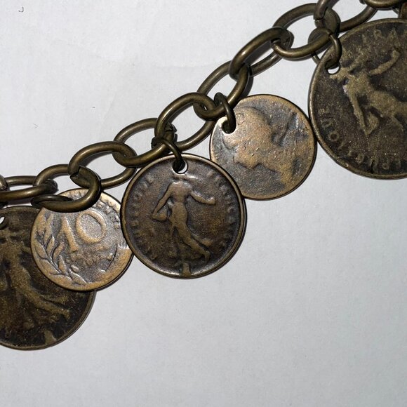 Antoniazzi Brown Leather Belt with Coin Chain Accents Handcrafted in Italy. - Picture 7 of 15